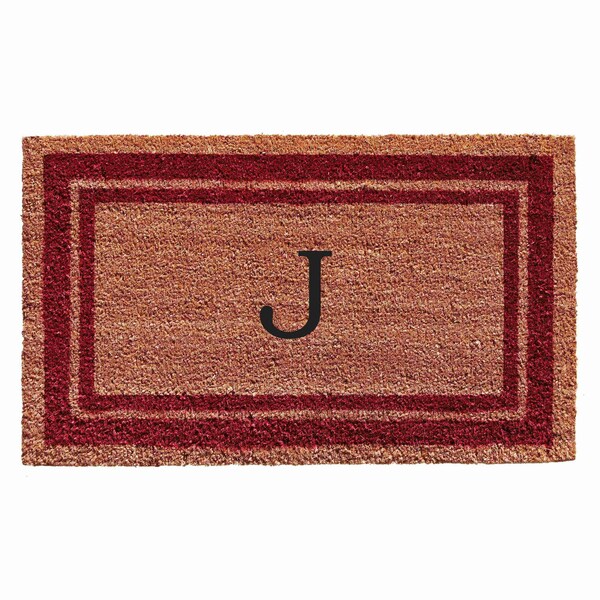 Calloway Mills Monogram Door Mat, Natural, Burgundy, 18 in W x 30 in L 152991830J - main
